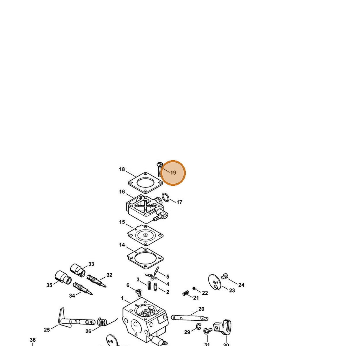 STIHL part 4149-122-7100 — IPL diagram snippet (6x zoom, amber highlight)