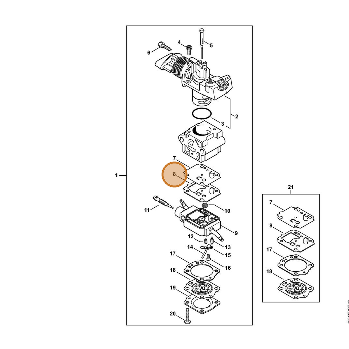 STIHL part 4149-129-0902 — IPL diagram snippet (6x zoom, amber highlight)
