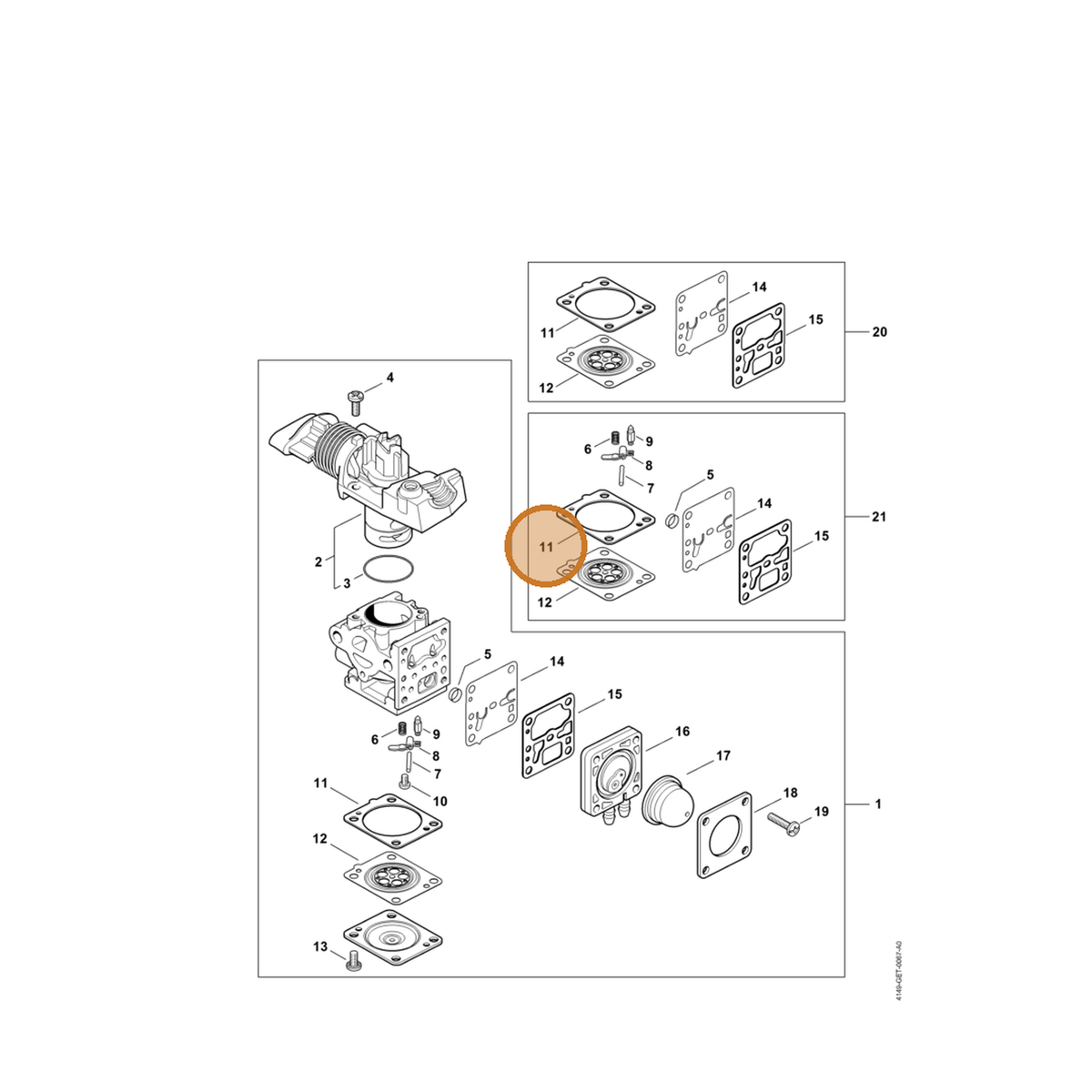 STIHL part 4149-129-0904 — IPL diagram snippet (6x zoom, amber highlight)