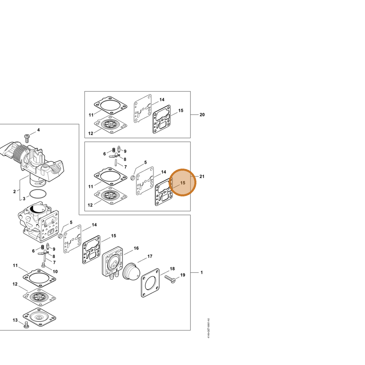 STIHL part 4149-129-0905 — IPL diagram snippet (6x zoom, amber highlight)