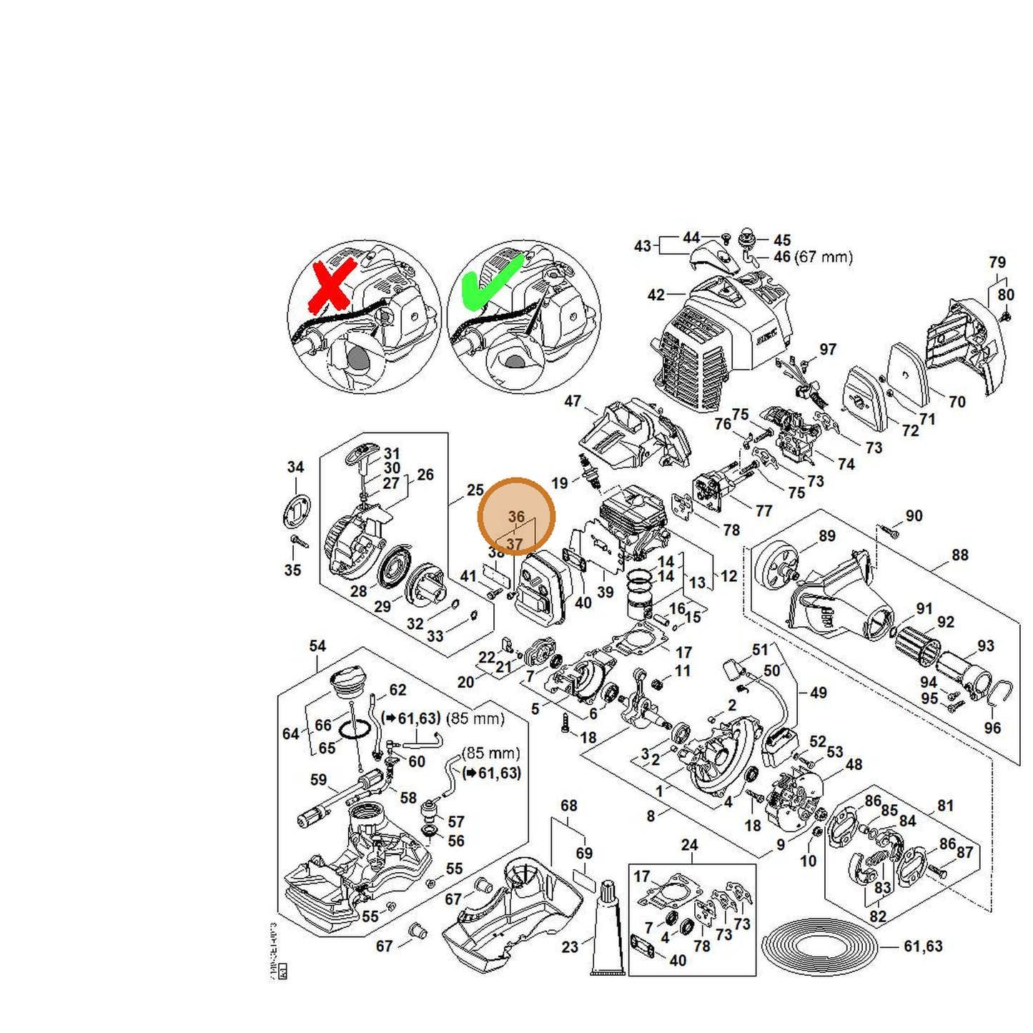 STIHL part 4149-140-0601 — IPL diagram snippet (6x zoom, amber highlight)