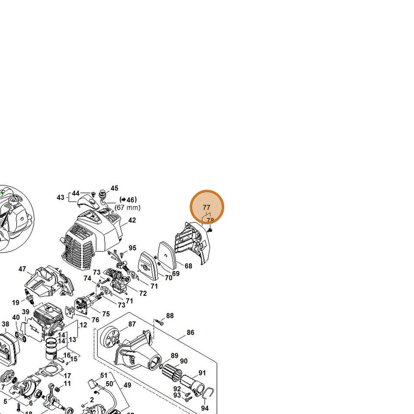 STIHL part 4149-140-1002 — IPL diagram snippet (6x zoom, amber highlight)