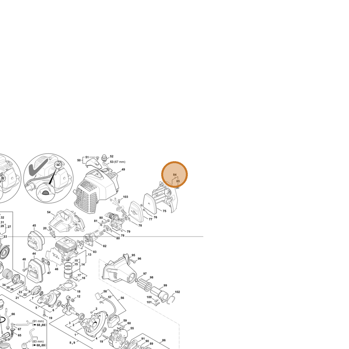 STIHL part 4149-140-1003 — IPL diagram snippet (6x zoom, amber highlight)