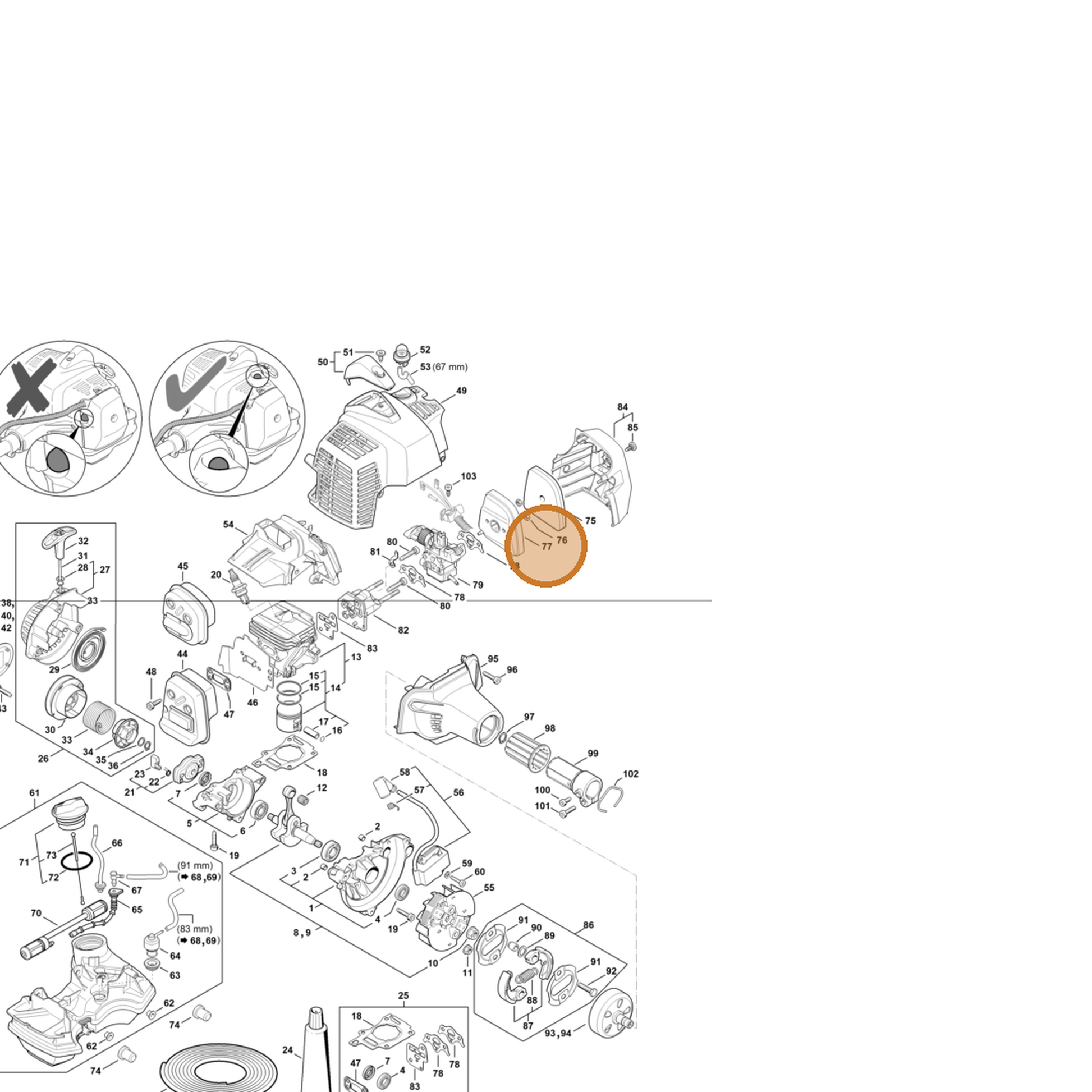 STIHL part 4149-140-2800 — IPL diagram snippet (6x zoom, amber highlight)