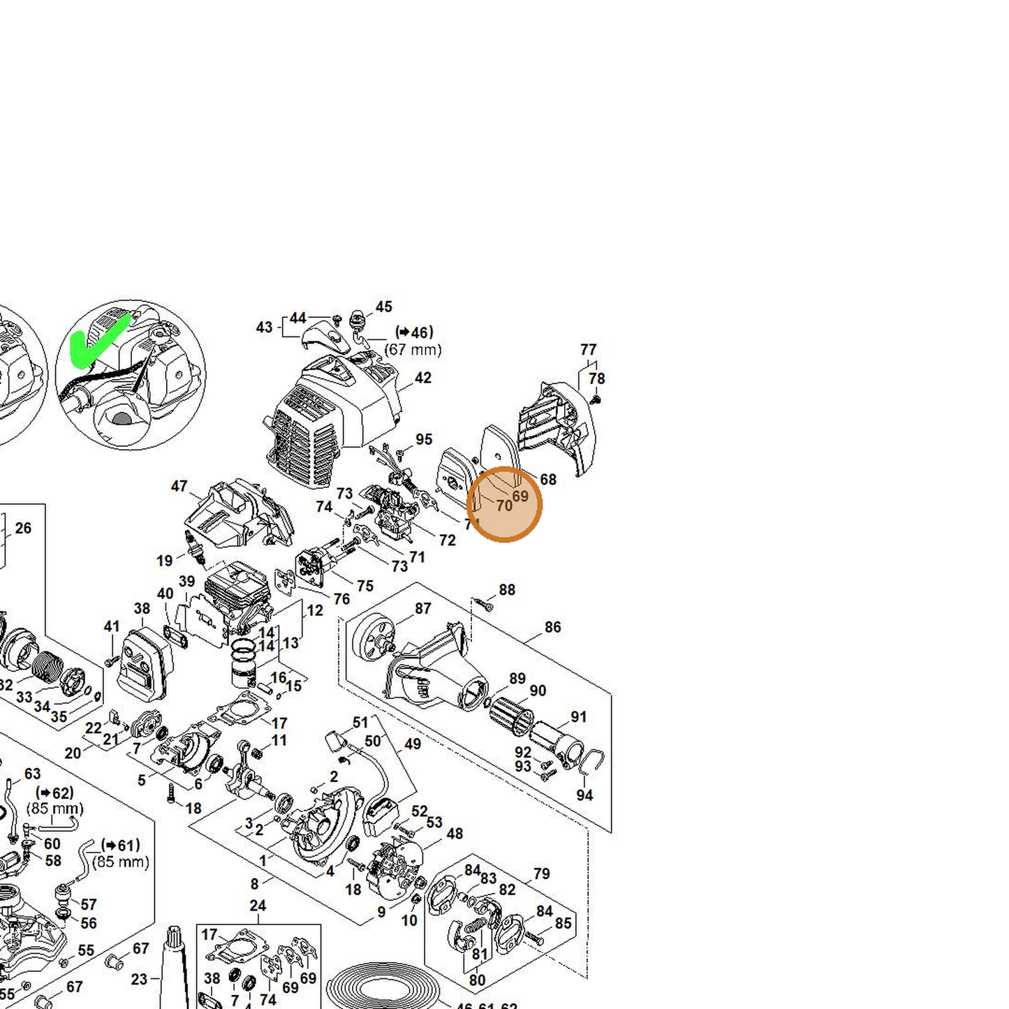 STIHL part 4149-140-2801 — IPL diagram snippet (6x zoom, amber highlight)