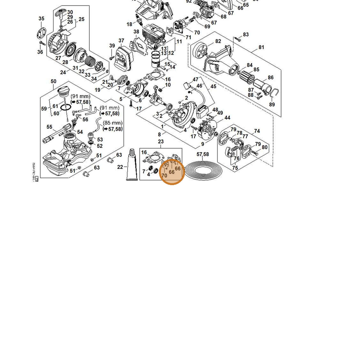 STIHL part 4149-140-2803 — IPL diagram snippet (6x zoom, amber highlight)