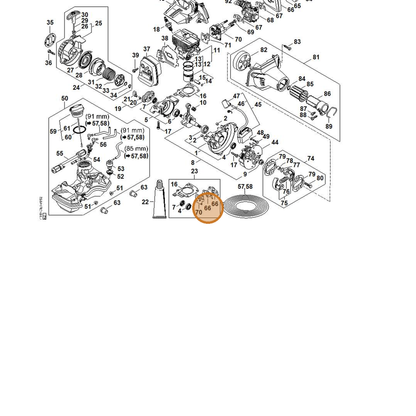 STIHL part 4149-140-2803 — IPL diagram snippet (6x zoom, amber highlight)