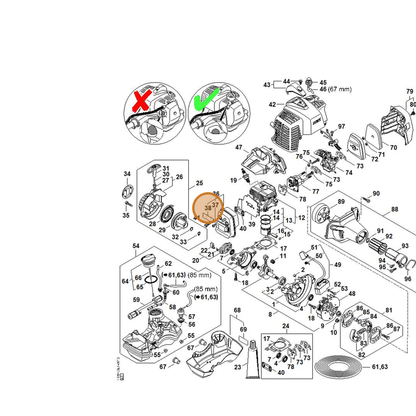 STIHL part 4149-141-9001 — IPL diagram snippet (6x zoom, amber highlight)