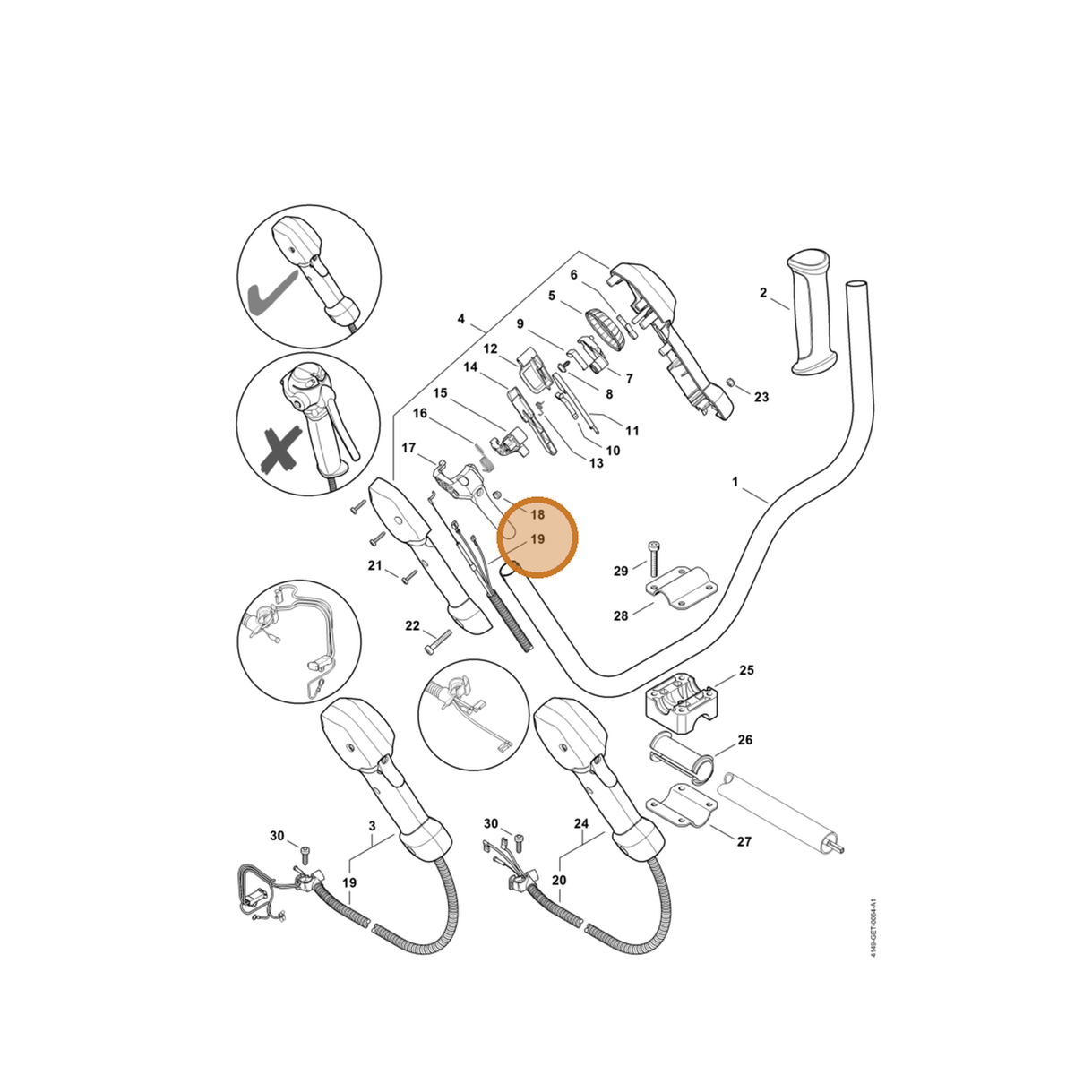 STIHL part 4149-180-1104 — IPL diagram snippet (6x zoom, amber highlight)