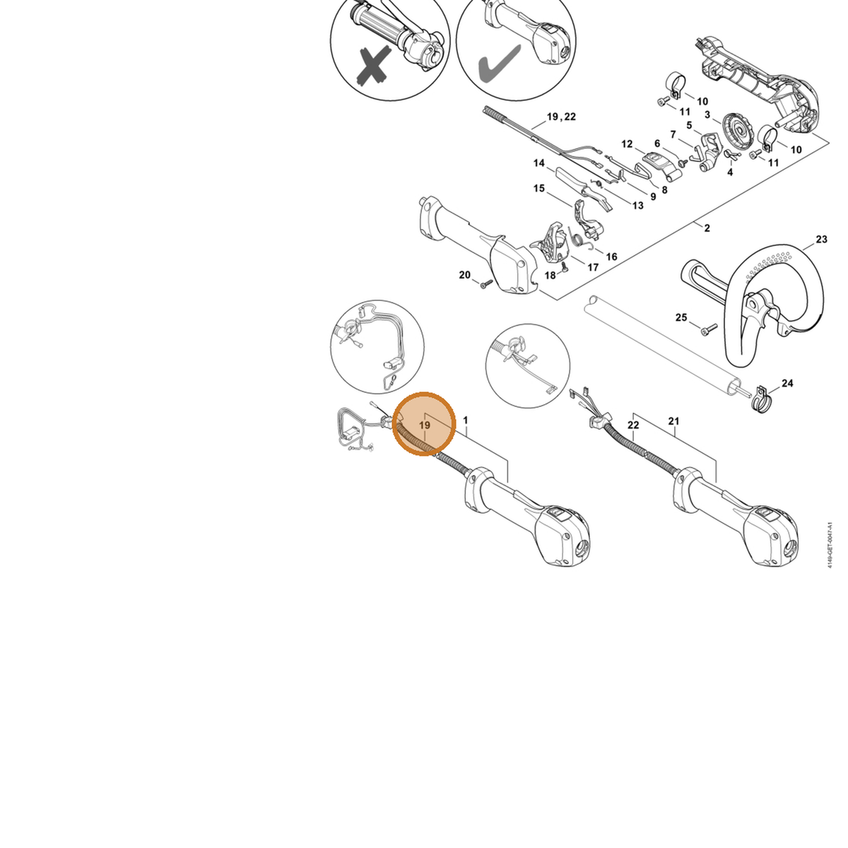 STIHL part 4149-180-1105 — IPL diagram snippet (6x zoom, amber highlight)