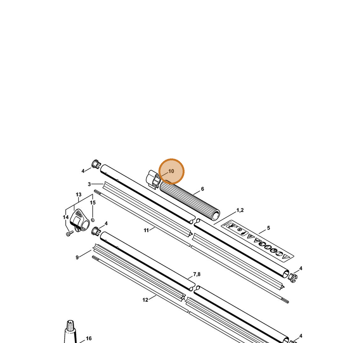 STIHL part 4149-182-2100 — IPL diagram snippet (6x zoom, amber highlight)