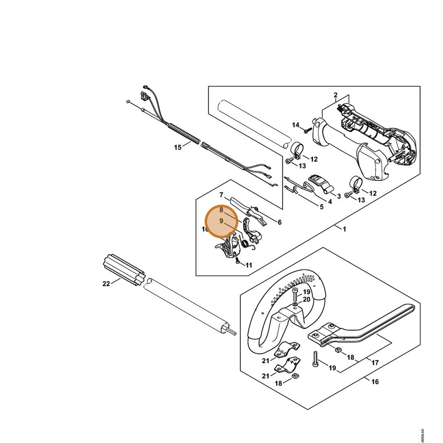 STIHL part 4149-182-4500 — IPL diagram snippet (6x zoom, amber highlight)