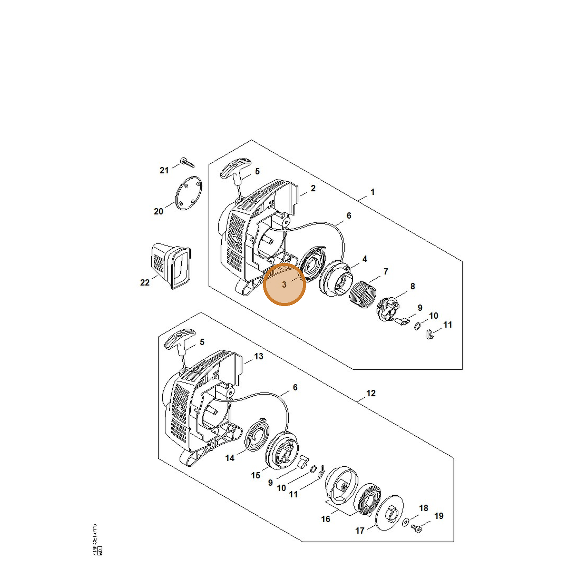 STIHL part 4149-190-0600 — IPL diagram snippet (6x zoom, amber highlight)