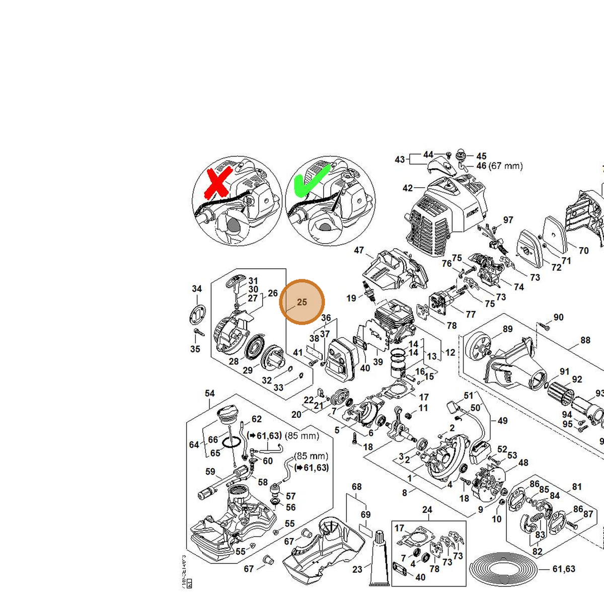 STIHL part 4149-190-4001 — IPL diagram snippet (6x zoom, amber highlight)