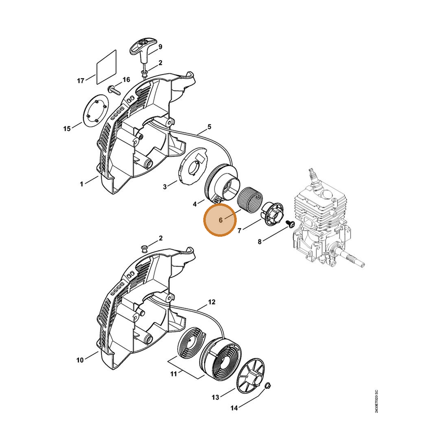 STIHL part 4149-195-3500 — IPL diagram snippet (6x zoom, amber highlight)