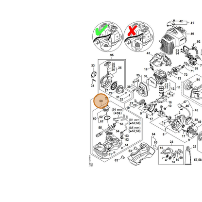STIHL part 4149-350-0415 — IPL diagram snippet (6x zoom, amber highlight)