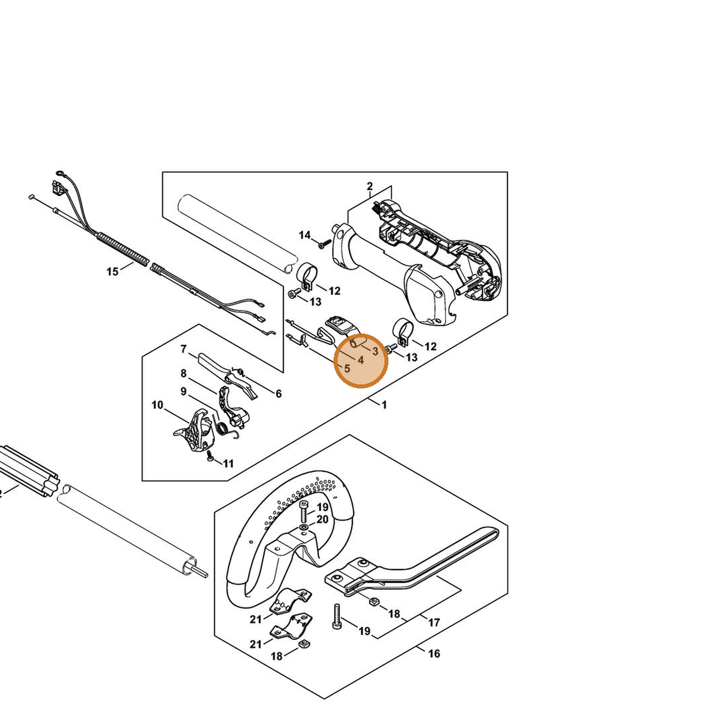 STIHL part 4149-442-1601 — IPL diagram snippet (6x zoom, amber highlight)