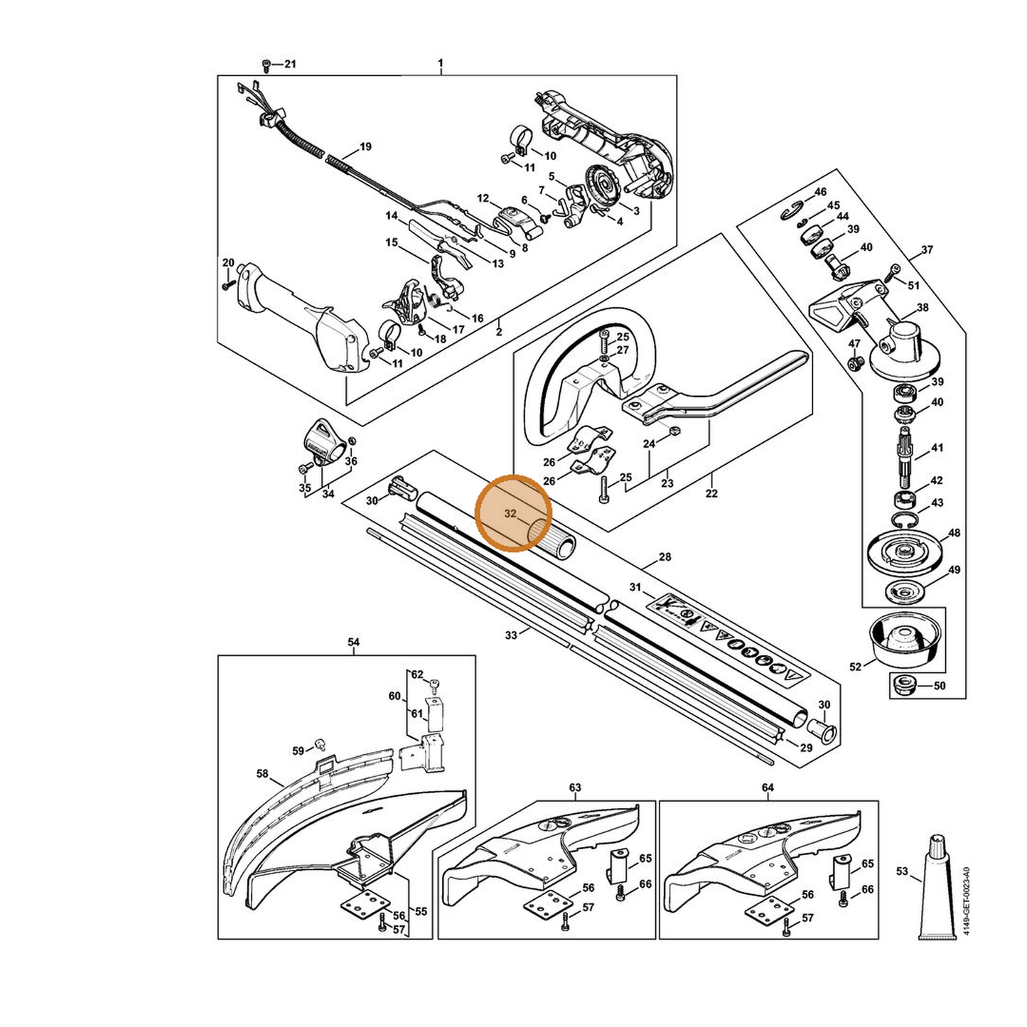 STIHL part 4149-711-7202 — IPL diagram snippet (6x zoom, amber highlight)
