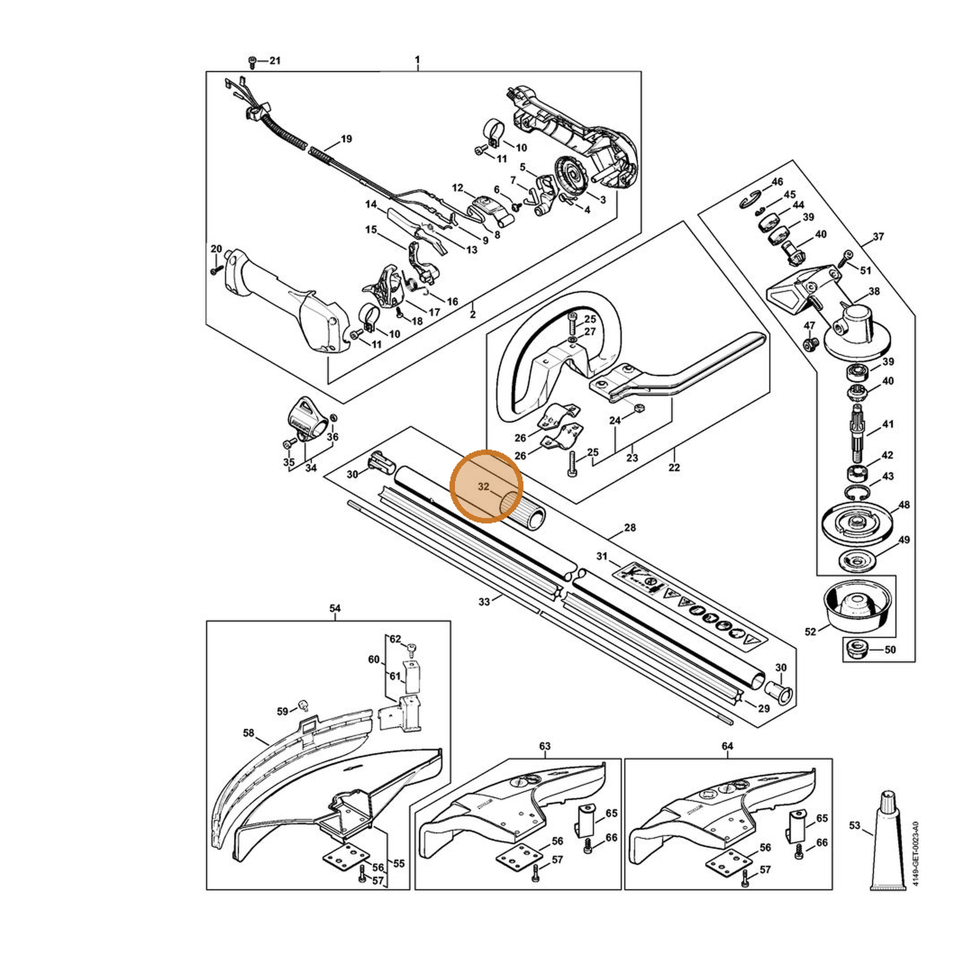 STIHL part 4149-711-7202 — IPL diagram snippet (6x zoom, amber highlight)