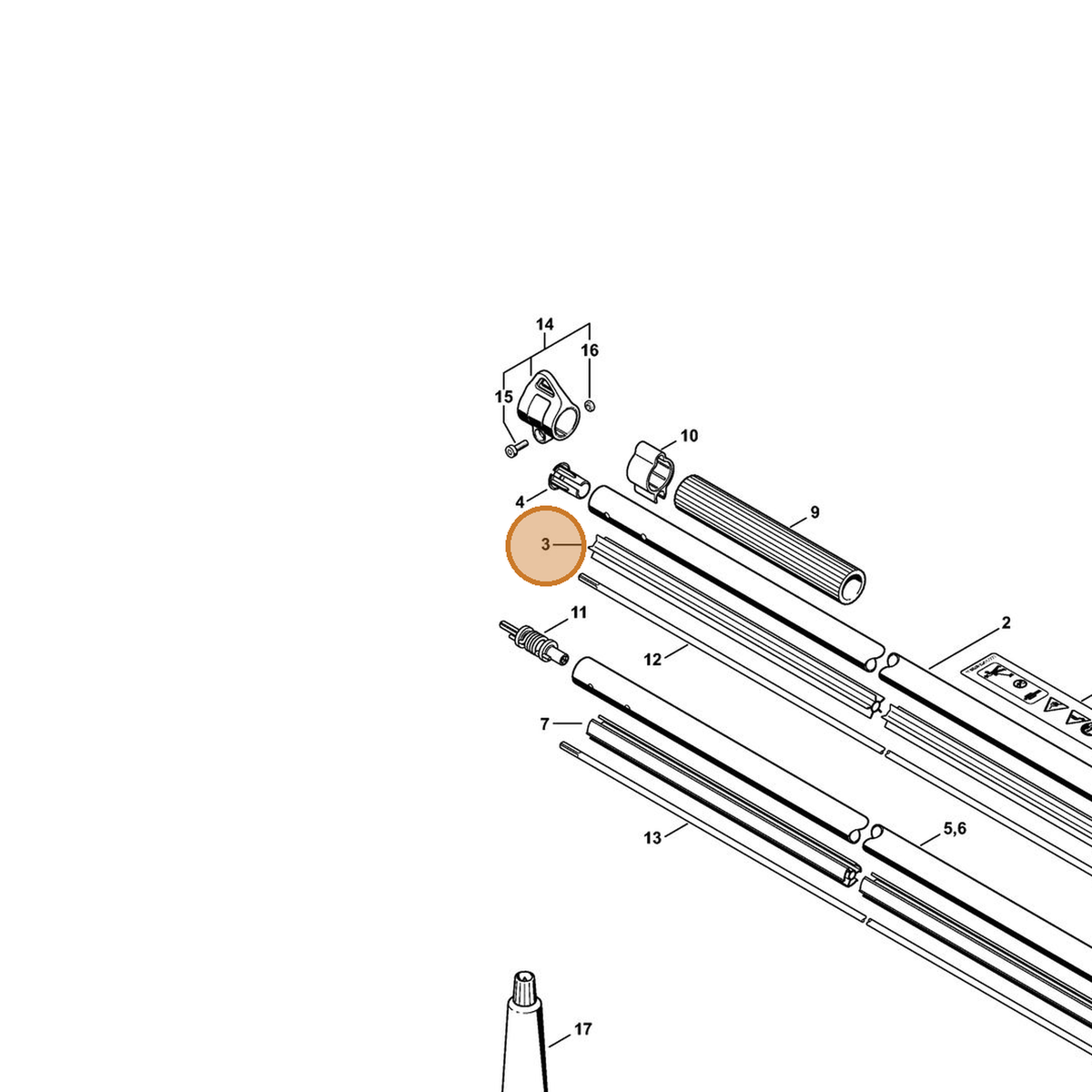 STIHL part 4149-711-7302 — IPL diagram snippet (6x zoom, amber highlight)