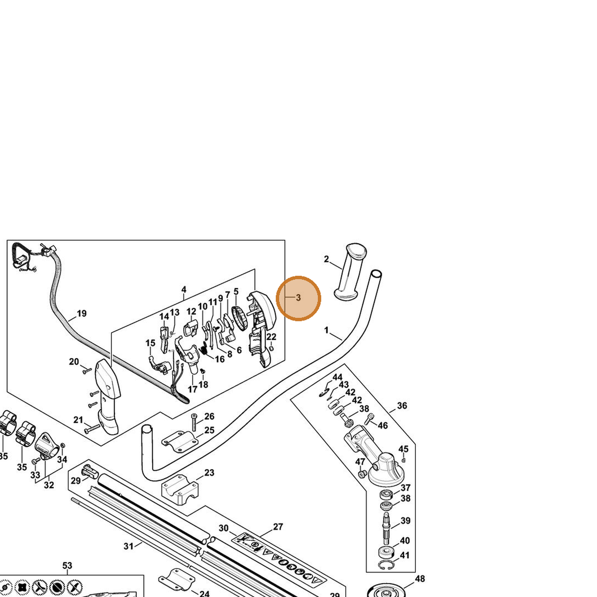 STIHL part 4149-790-1306 — IPL diagram snippet (6x zoom, amber highlight)