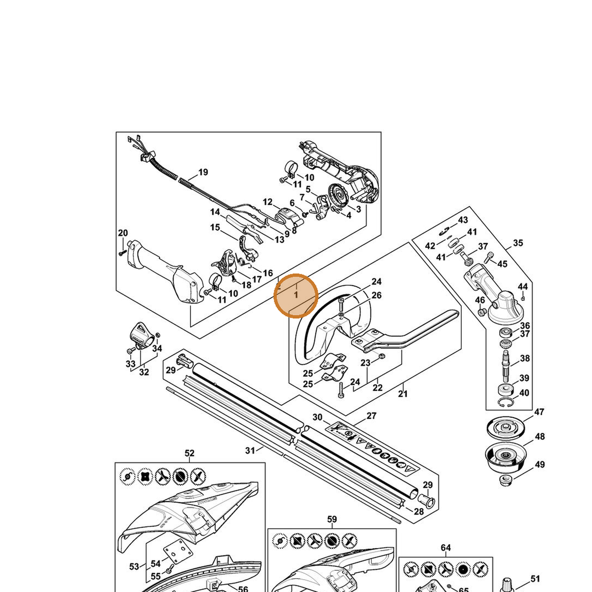 STIHL part 4149-790-1307 — IPL diagram snippet (6x zoom, amber highlight)