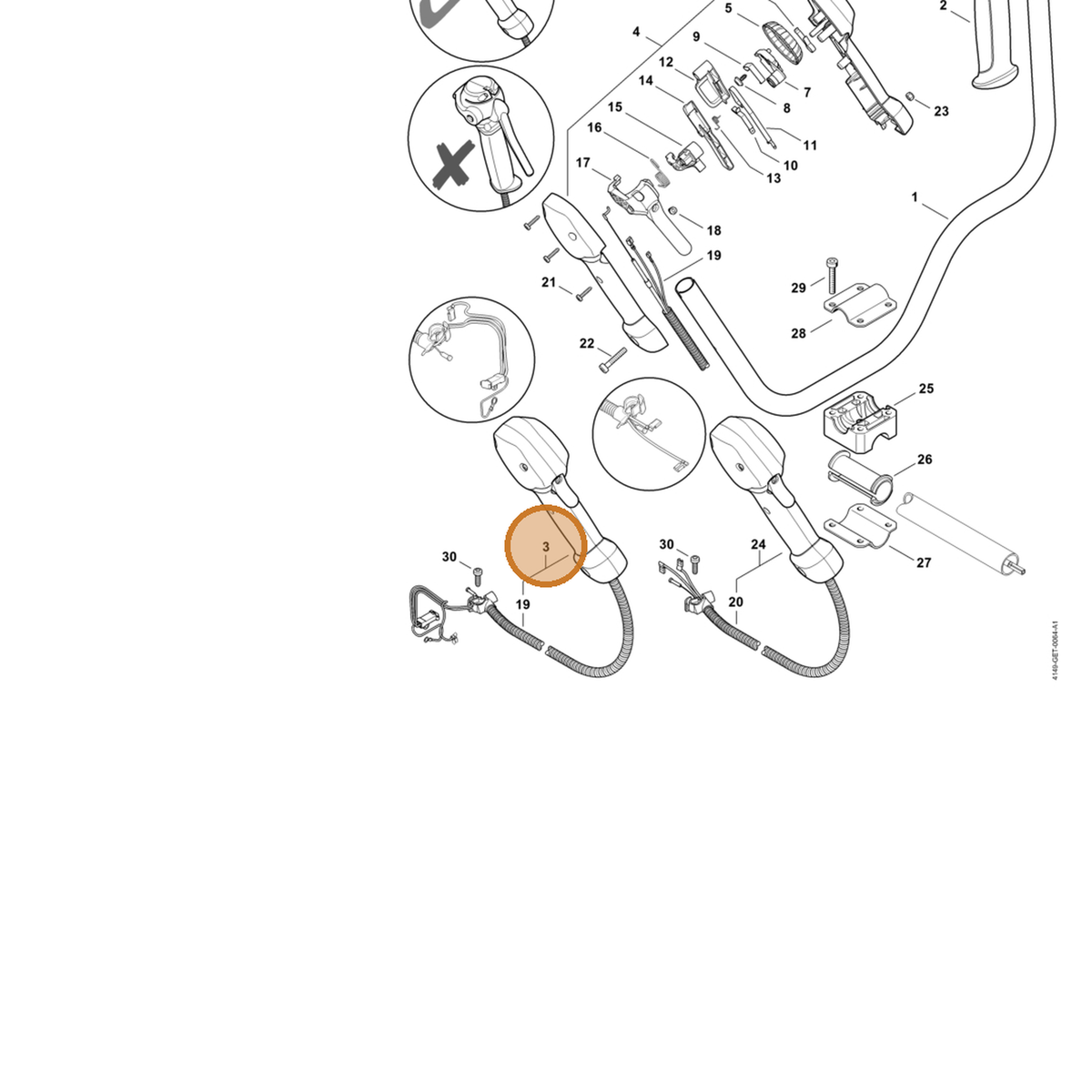 STIHL part 4149-790-1310 — IPL diagram snippet (6x zoom, amber highlight)