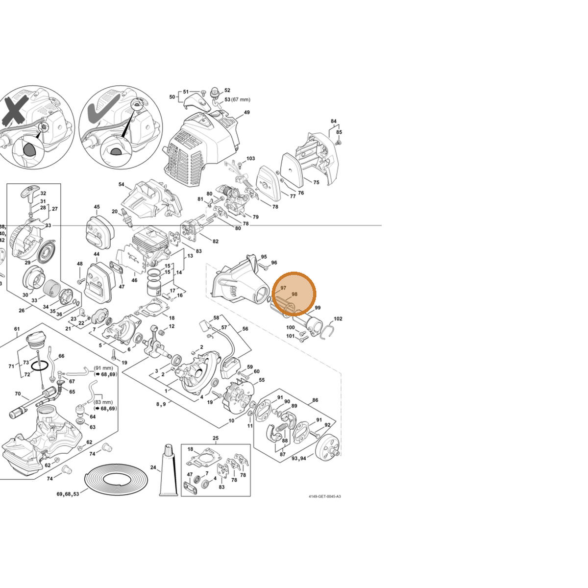 STIHL part 4149-791-9300 — IPL diagram snippet (6x zoom, amber highlight)