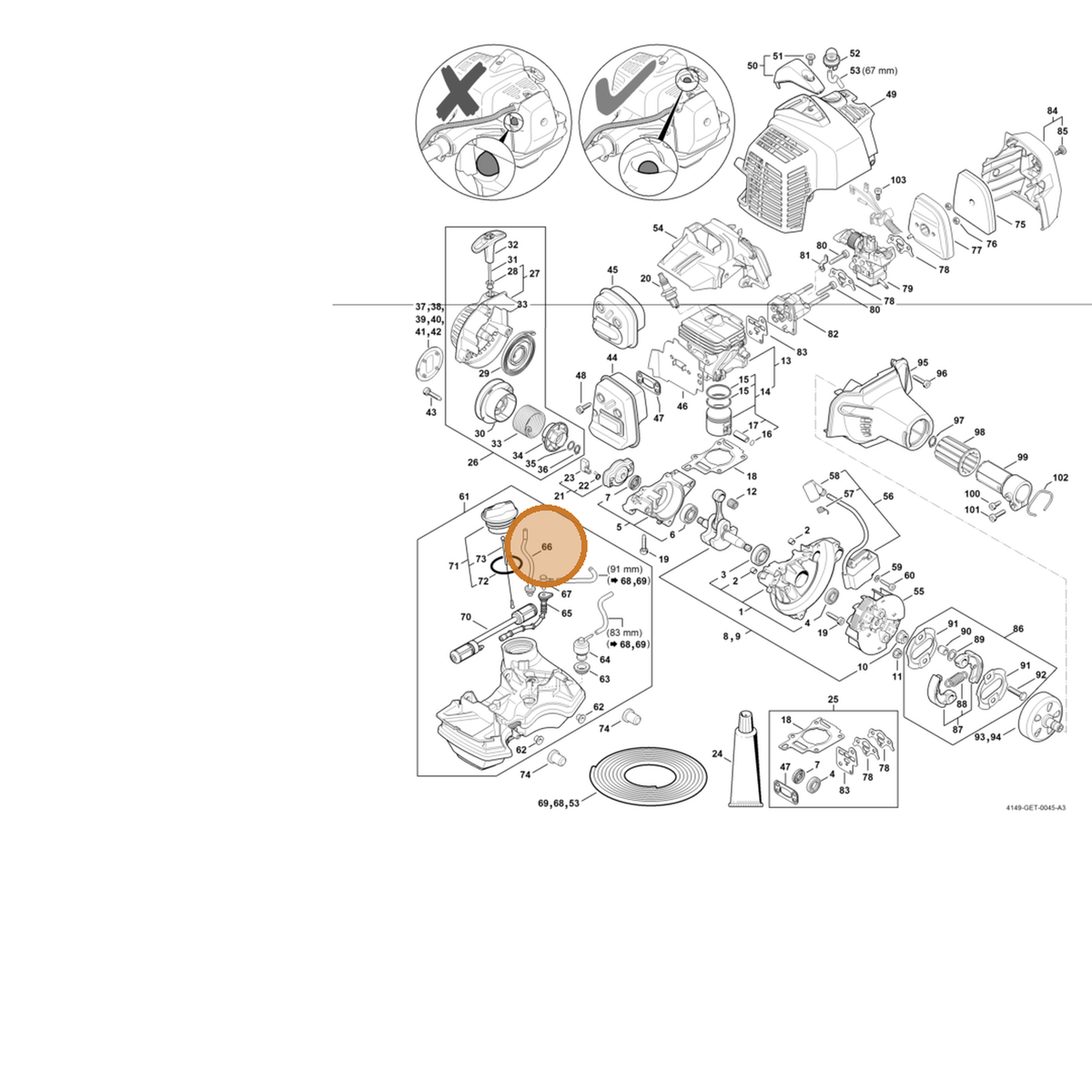 STIHL part 4149-937-5000 — IPL diagram snippet (6x zoom, amber highlight)