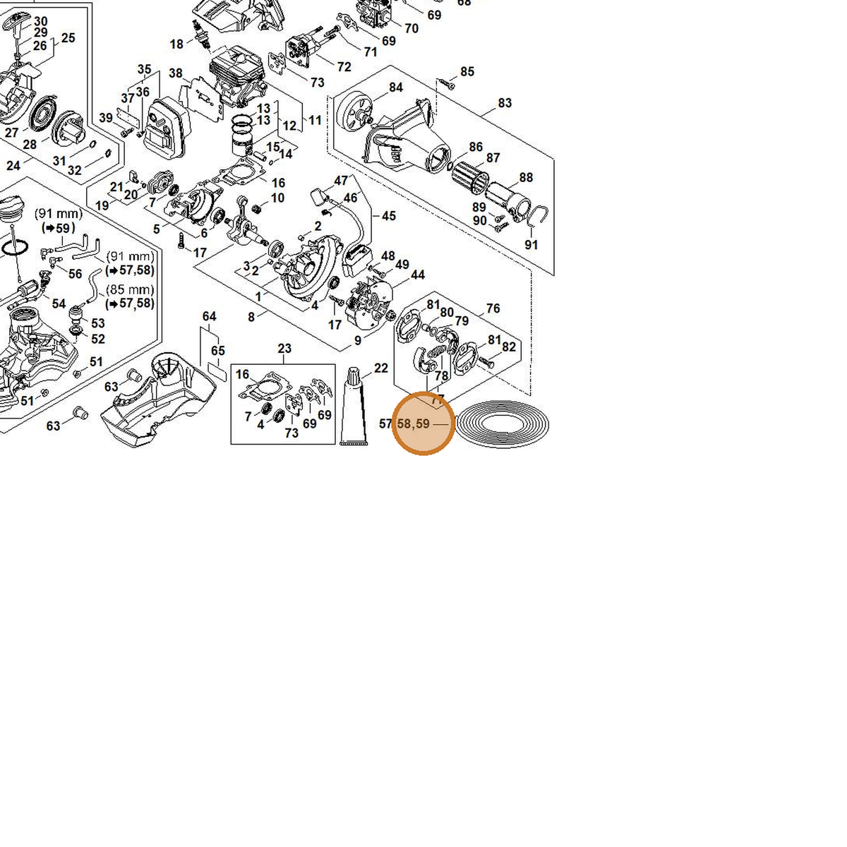 STIHL part 4149-937-5002 — IPL diagram snippet (6x zoom, amber highlight)