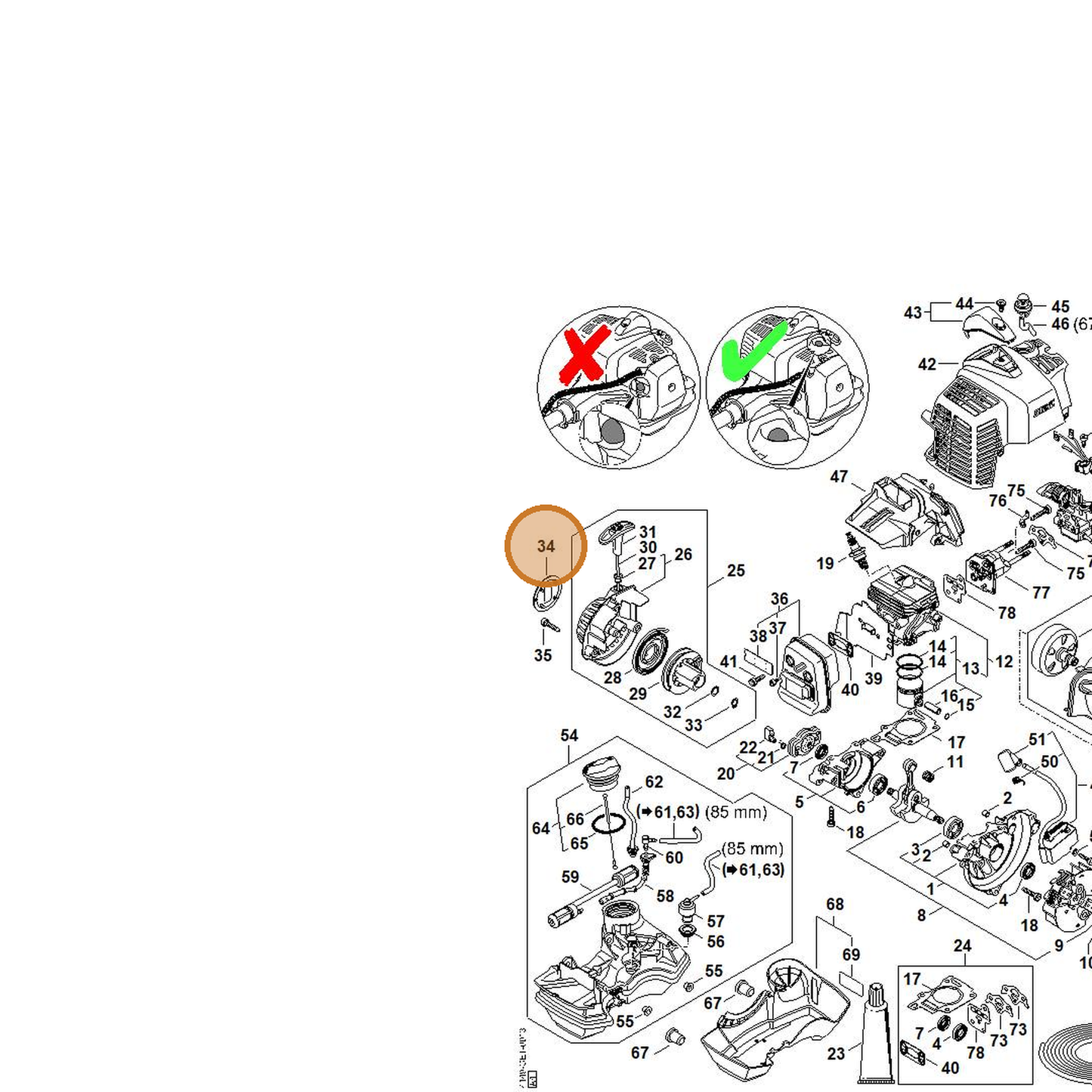 STIHL part 4149-967-1506 — IPL diagram snippet (6x zoom, amber highlight)