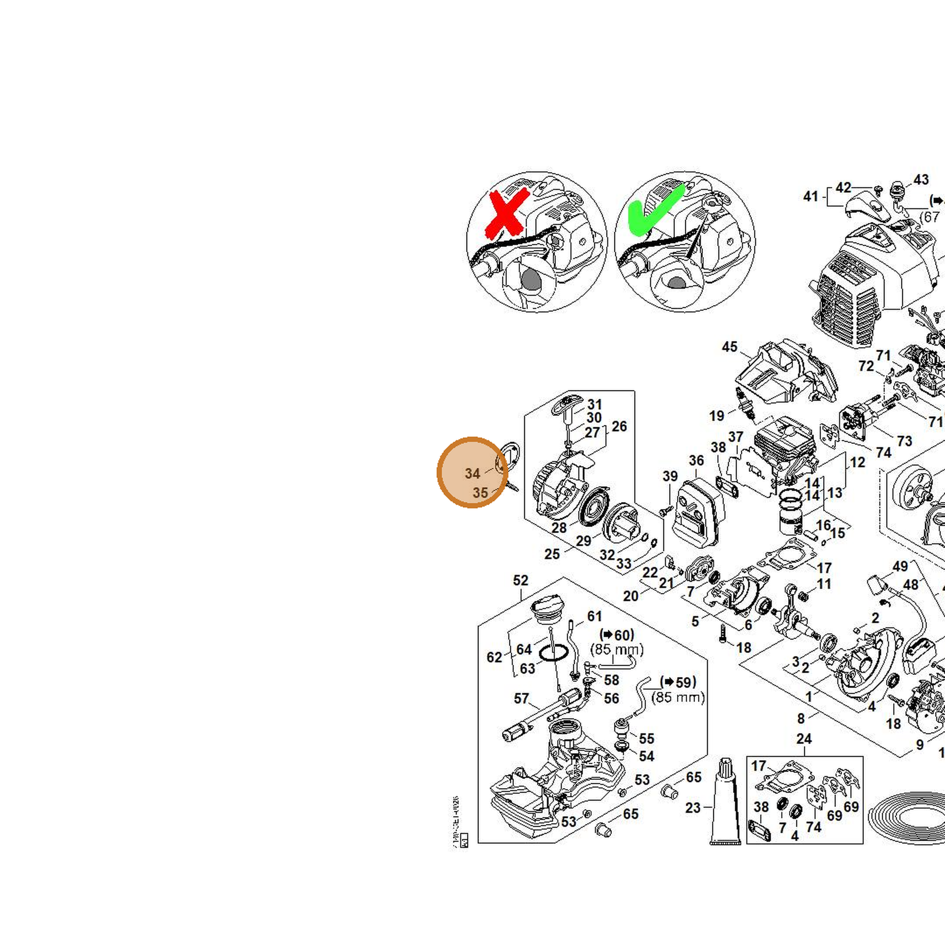 STIHL part 4149-967-1507 — IPL diagram snippet (6x zoom, amber highlight)