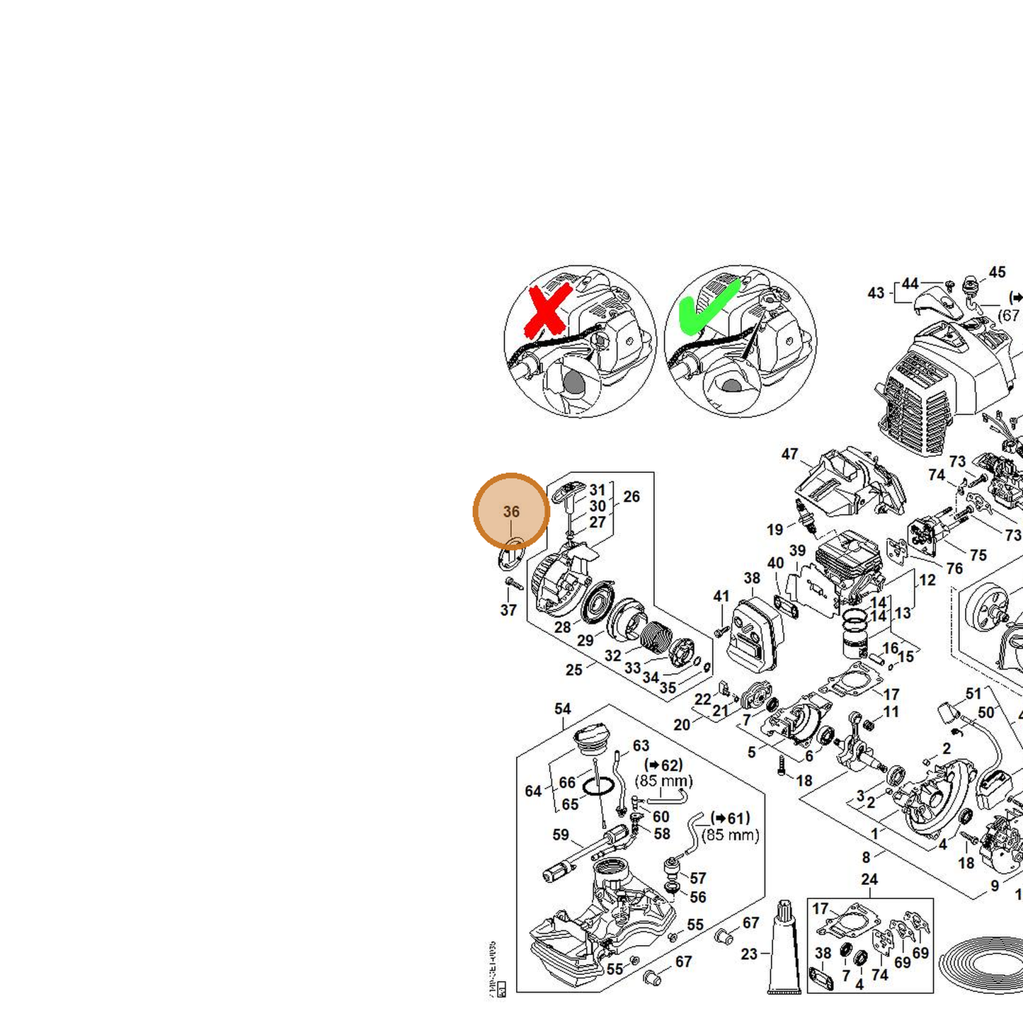 STIHL part 4149-967-1528 — IPL diagram snippet (6x zoom, amber highlight)