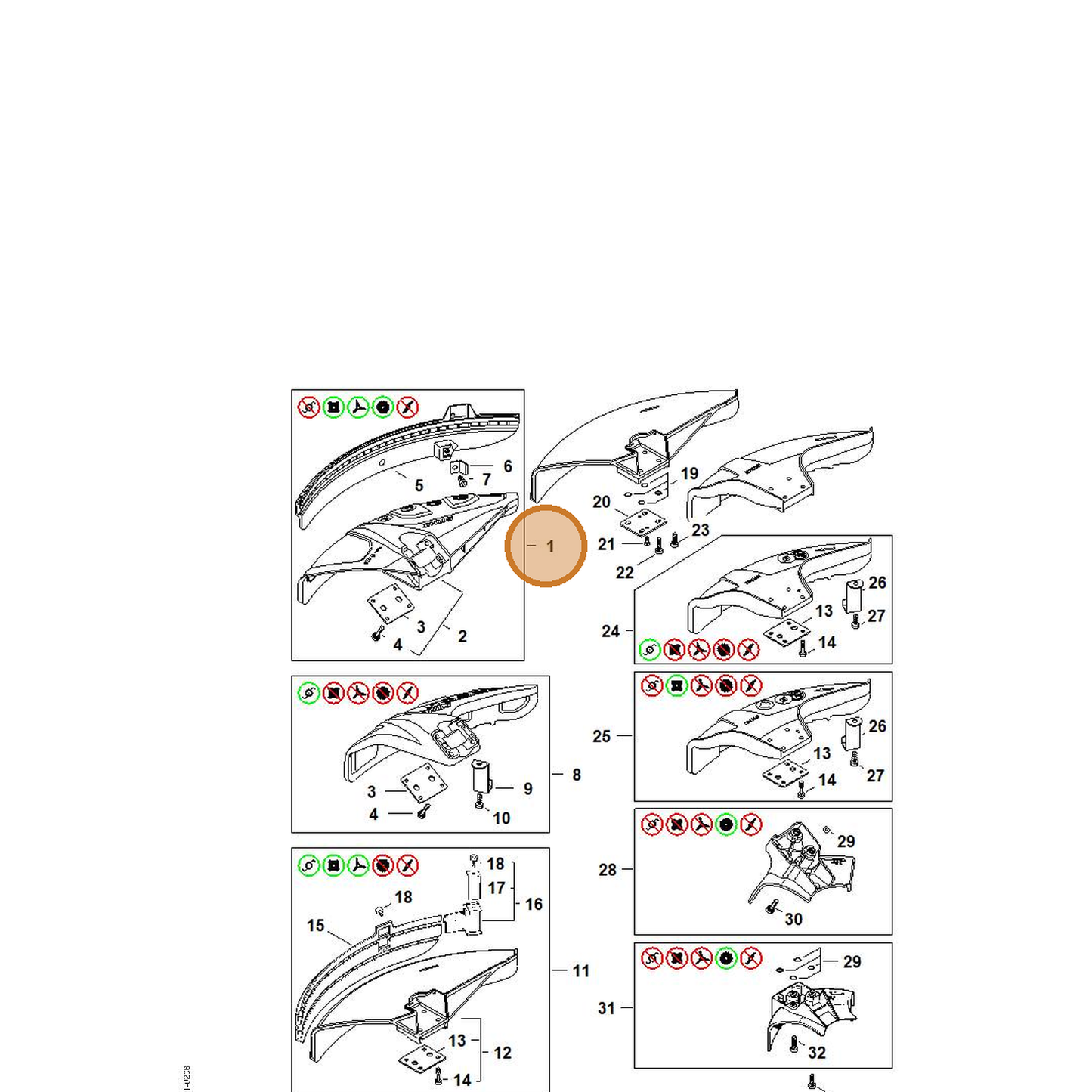 STIHL part 4180-007-1028 — IPL diagram snippet (6x zoom, amber highlight)