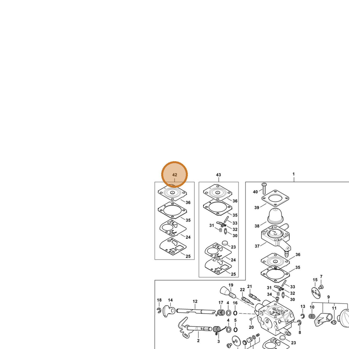 STIHL part 4180-007-1035 — IPL diagram snippet (6x zoom, amber highlight)