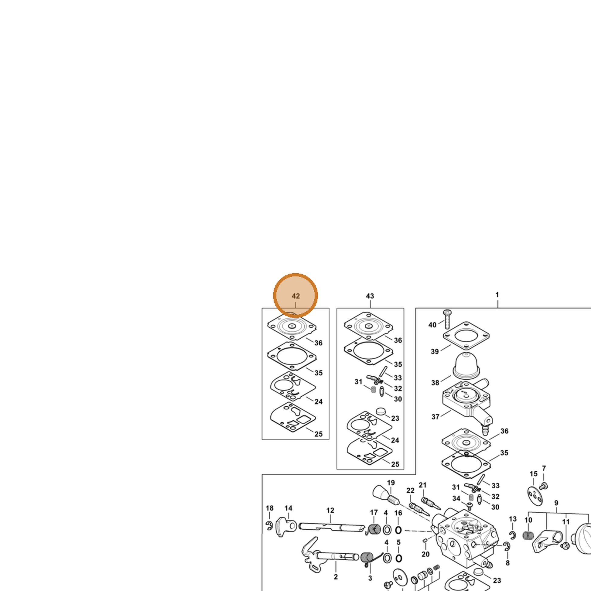 STIHL part 4180-007-1035 — IPL diagram snippet (6x zoom, amber highlight)