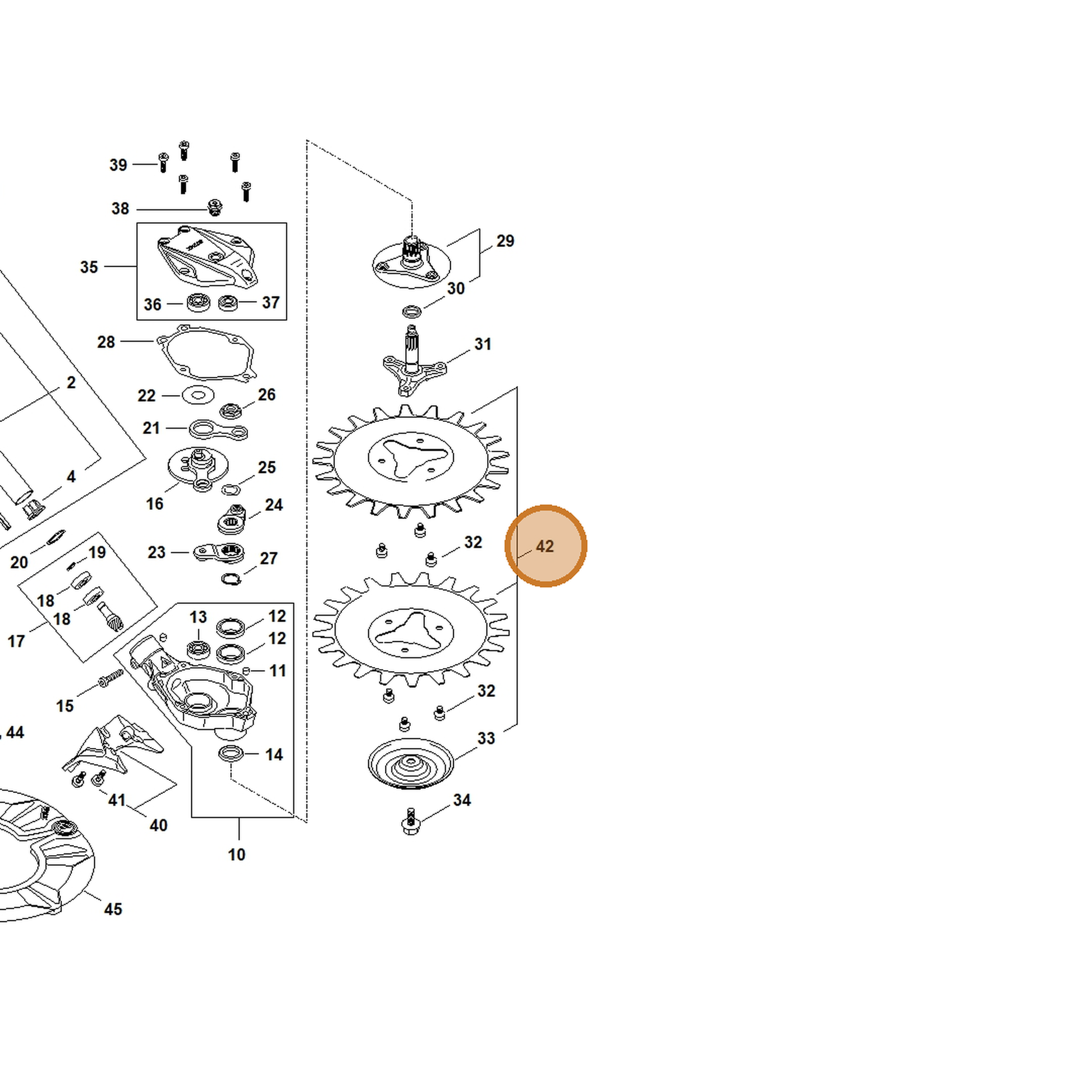 STIHL part 4180-007-4100 — IPL diagram snippet (6x zoom, amber highlight)