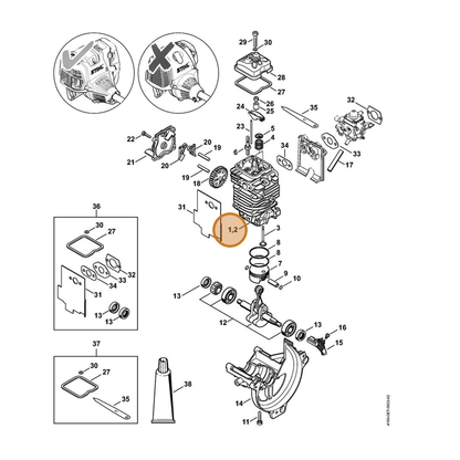 STIHL part 4180-020-0203 — IPL diagram snippet (6x zoom, amber highlight)