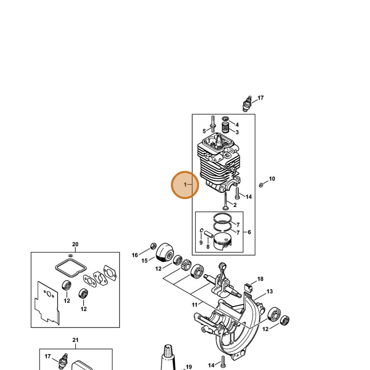 STIHL part 4180-020-1207 — IPL diagram snippet (6x zoom, amber highlight)