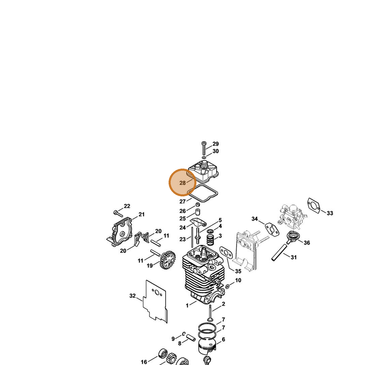 STIHL part 4180-025-1100 — IPL diagram snippet (6x zoom, amber highlight)
