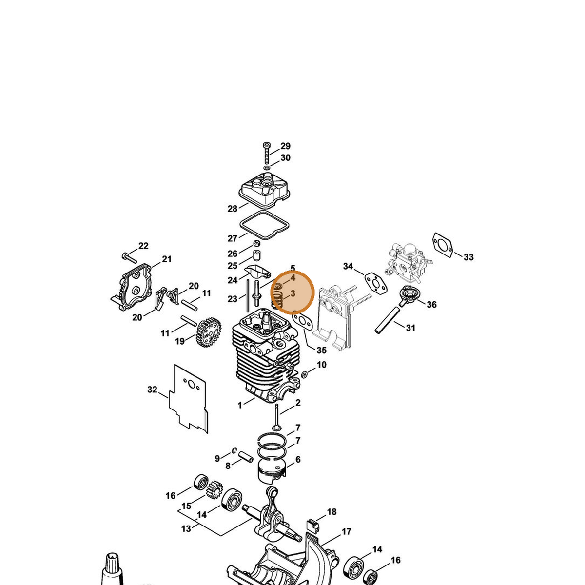 STIHL part 4180-025-1600 — IPL diagram snippet (6x zoom, amber highlight)