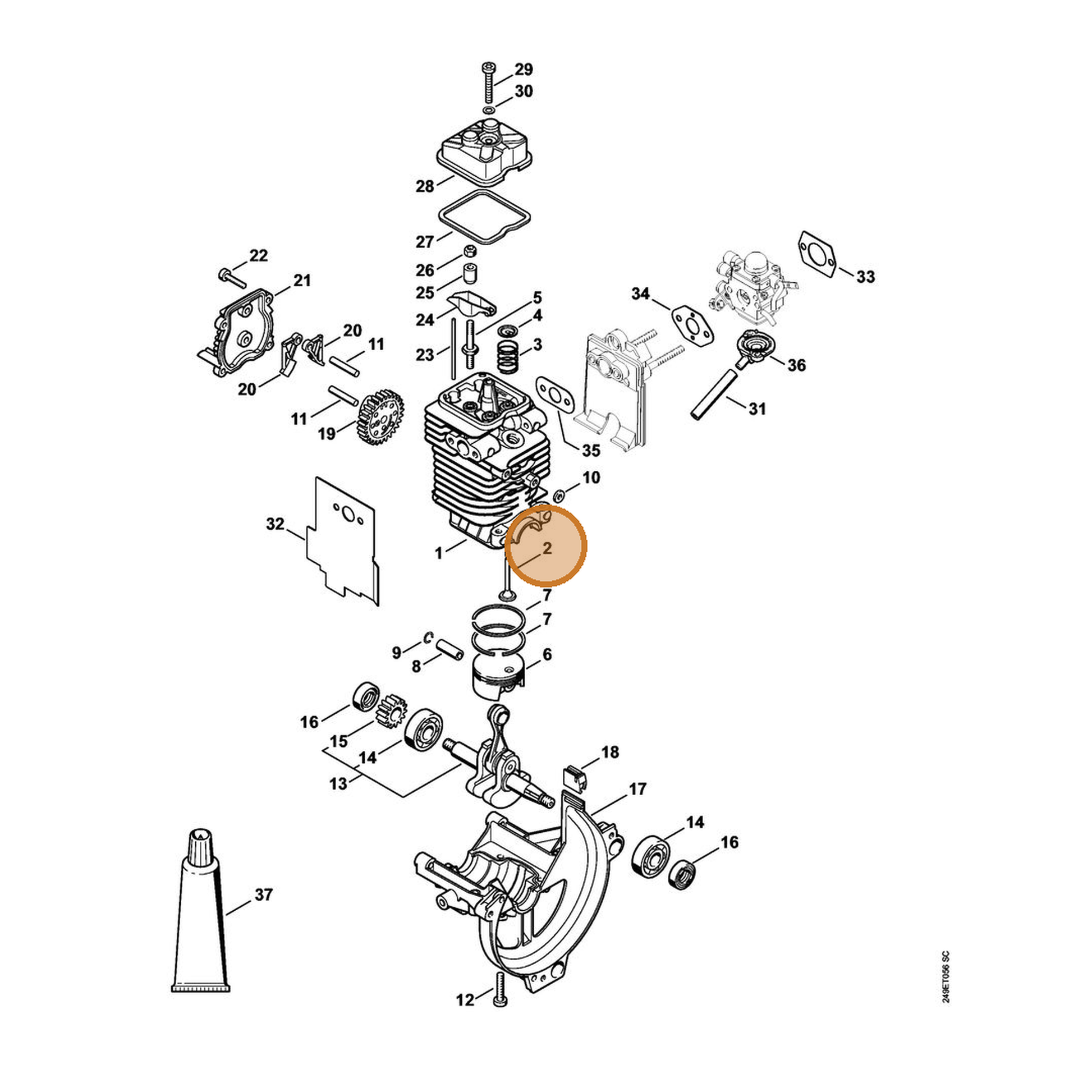STIHL part 4180-025-2002 — IPL diagram snippet (6x zoom, amber highlight)