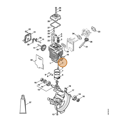 STIHL part 4180-025-2002 — IPL diagram snippet (6x zoom, amber highlight)