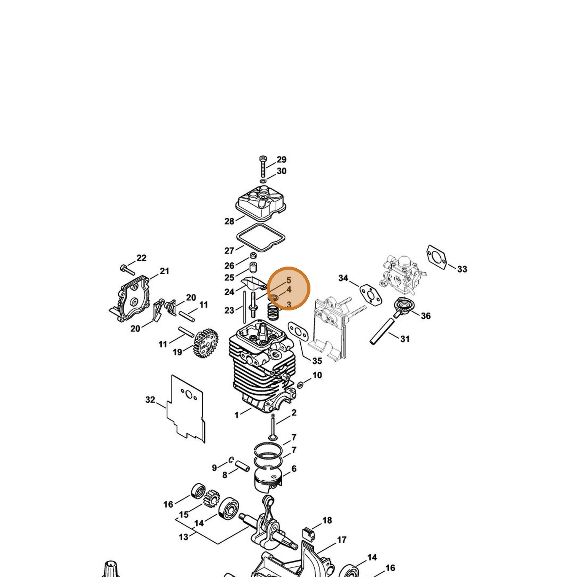 STIHL part 4180-025-3000 — IPL diagram snippet (6x zoom, amber highlight)