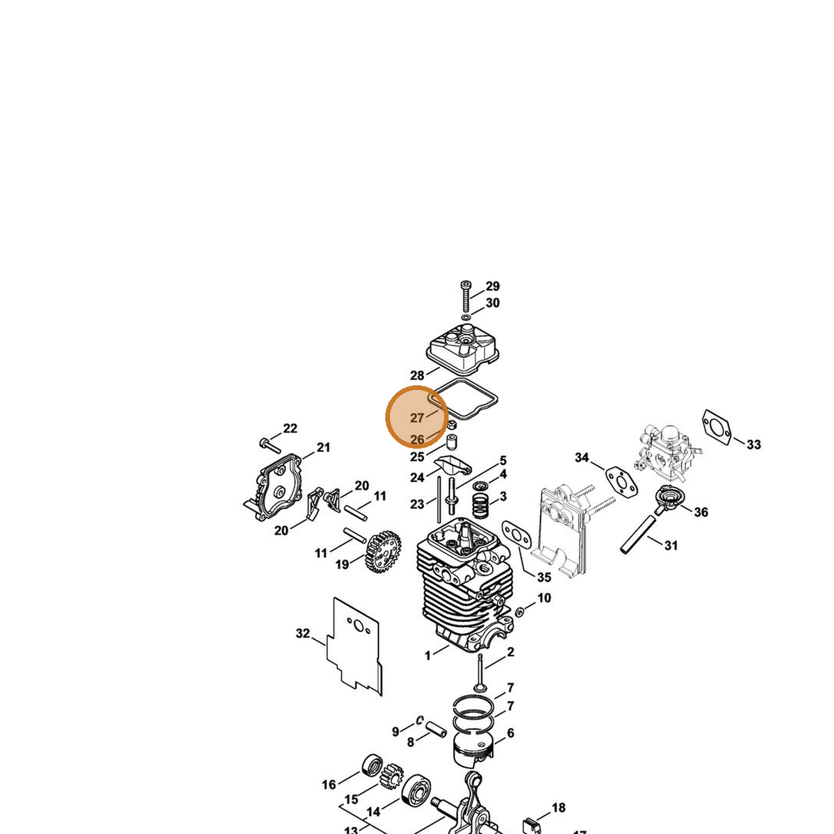 STIHL part 4180-029-0500 — IPL diagram snippet (6x zoom, amber highlight)
