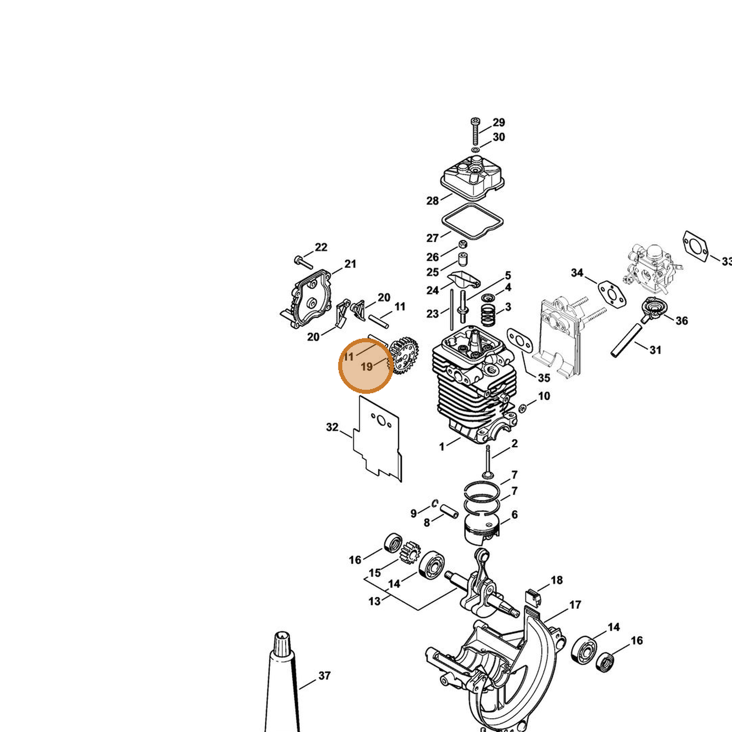 STIHL part 4180-030-1800 — IPL diagram snippet (6x zoom, amber highlight)