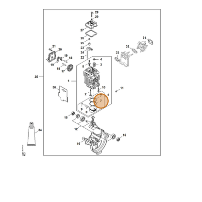 STIHL part 4180-034-3001 — IPL diagram snippet (6x zoom, amber highlight)