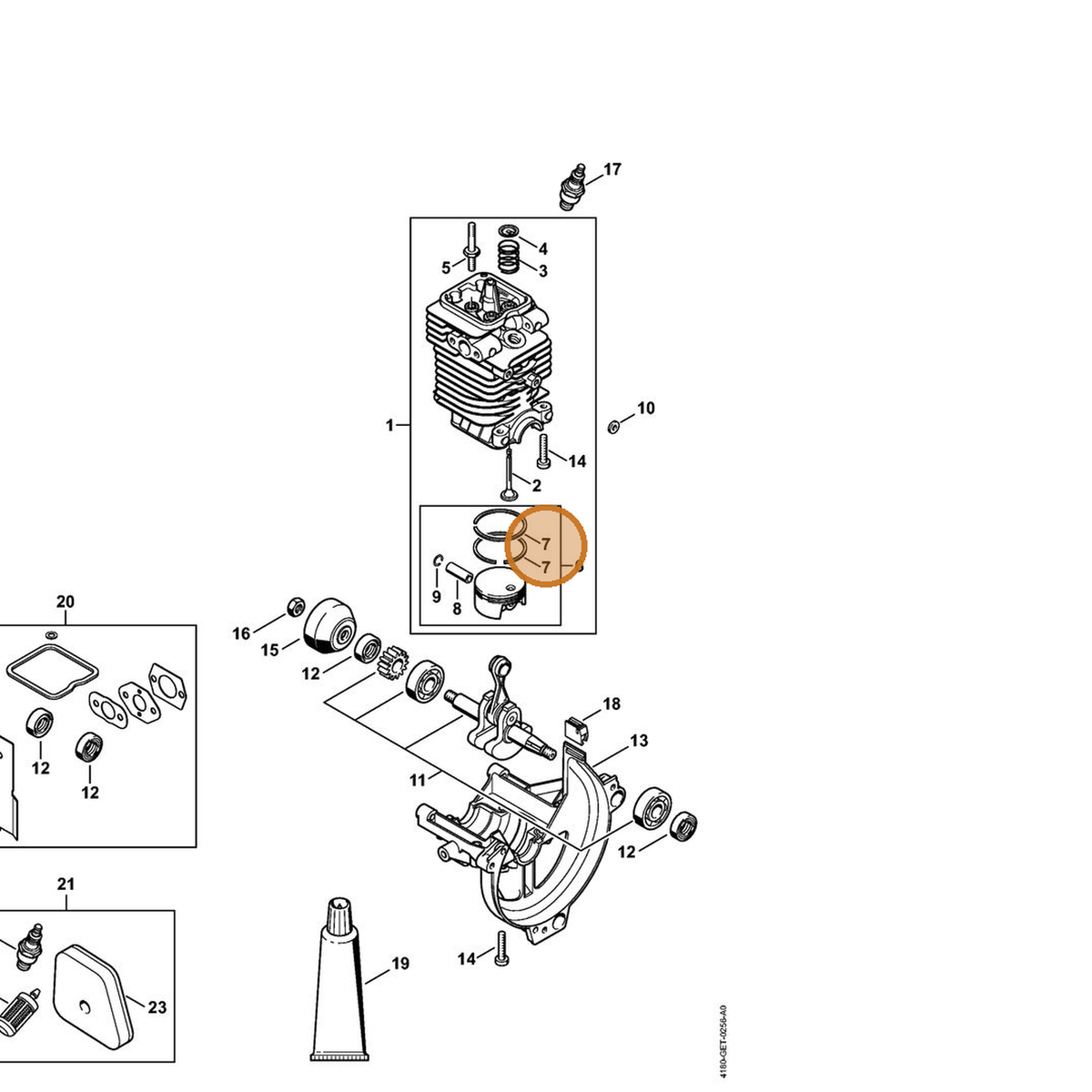 STIHL part 4180-034-3002 — IPL diagram snippet (6x zoom, amber highlight)