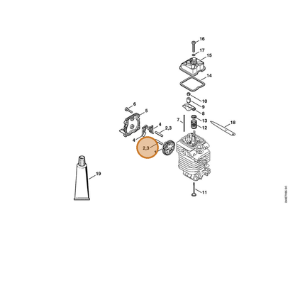 STIHL part 4180-038-0801 — IPL diagram snippet (6x zoom, amber highlight)