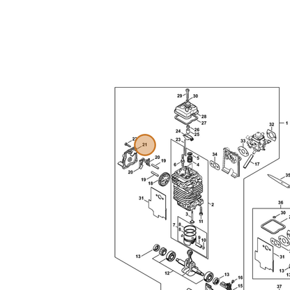 STIHL part 4180-038-1301 — IPL diagram snippet (6x zoom, amber highlight)